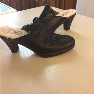 UGG Black Leather Clogs 7.5
